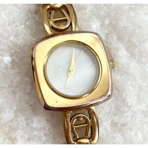 Gold Toned Square Bezel Horseshoe Vintage Women's Wristwatch - 26mm - WORKS!